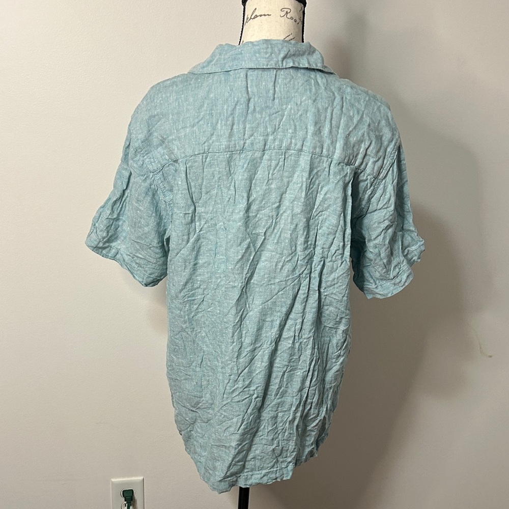 Saddlebred Men's Light Blue linen Casual Button Down Shirt size L - Picture 3 of 4
